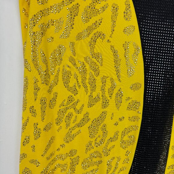 Versace Collection Yellow & Black Embellished Dress Short Sleeve Size 48 US 12 - Picture 4 of 16